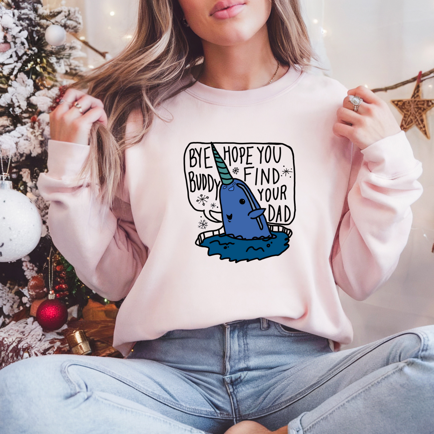 Bye Buddy Pullover Sweatshirt, Women's Holiday Crewneck