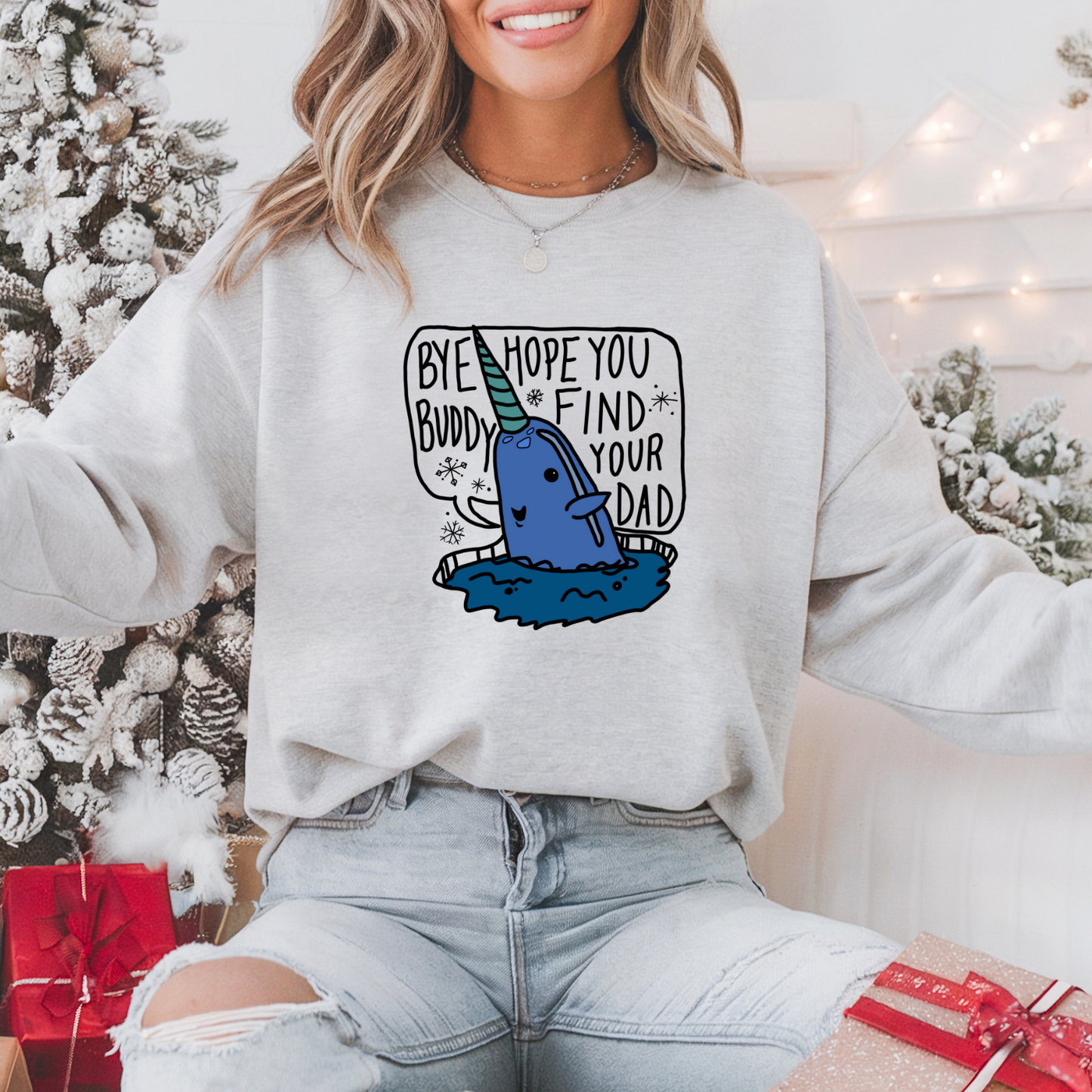 Bye Buddy Pullover Sweatshirt, Women's Holiday Crewneck