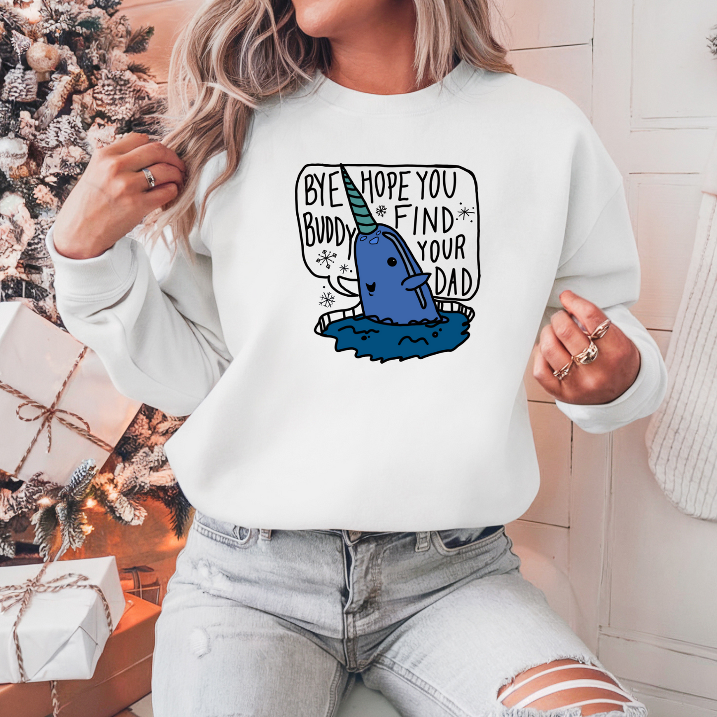 Bye Buddy Pullover Sweatshirt, Women's Holiday Crewneck