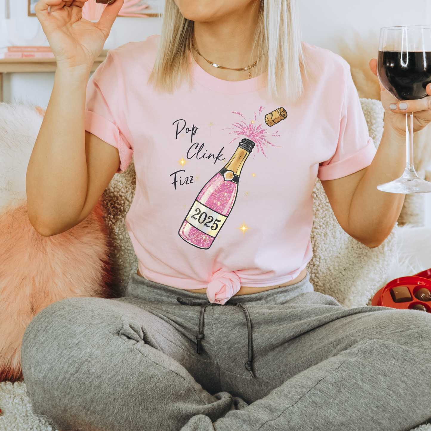 Pop Clink Fizz Comfort Colors, Holiday Tshirt, Womens Tee