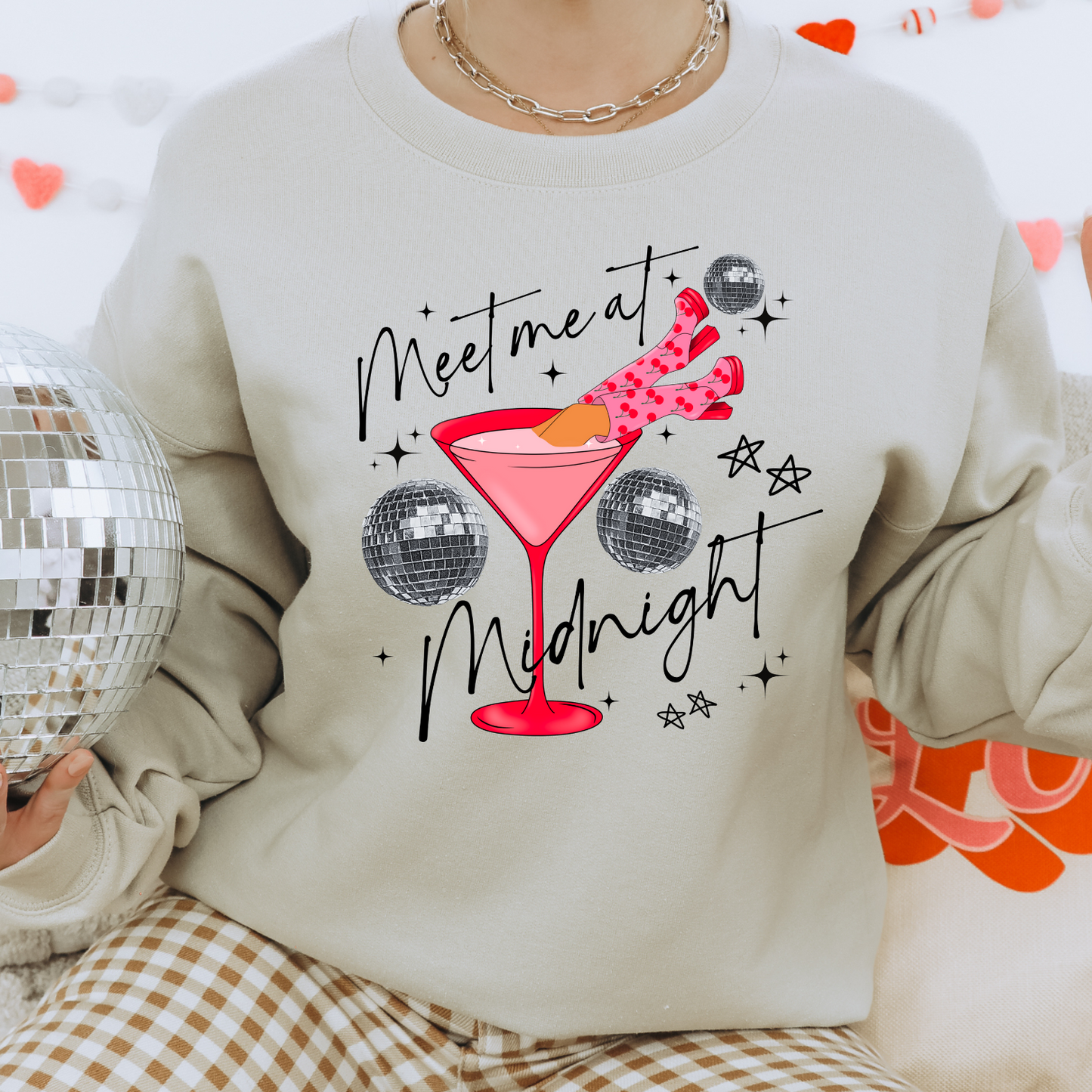Meet Me At Midnight Pullover Sweatshirt, Women's Holiday Crewneck