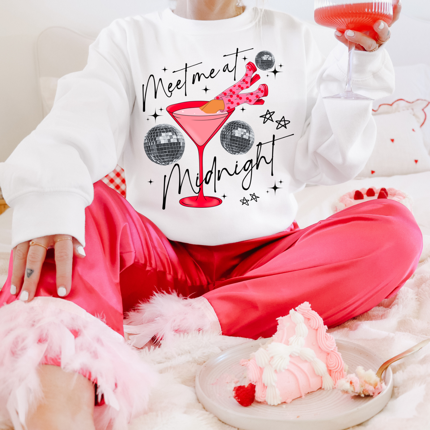 Meet Me At Midnight Pullover Sweatshirt, Women's Holiday Crewneck
