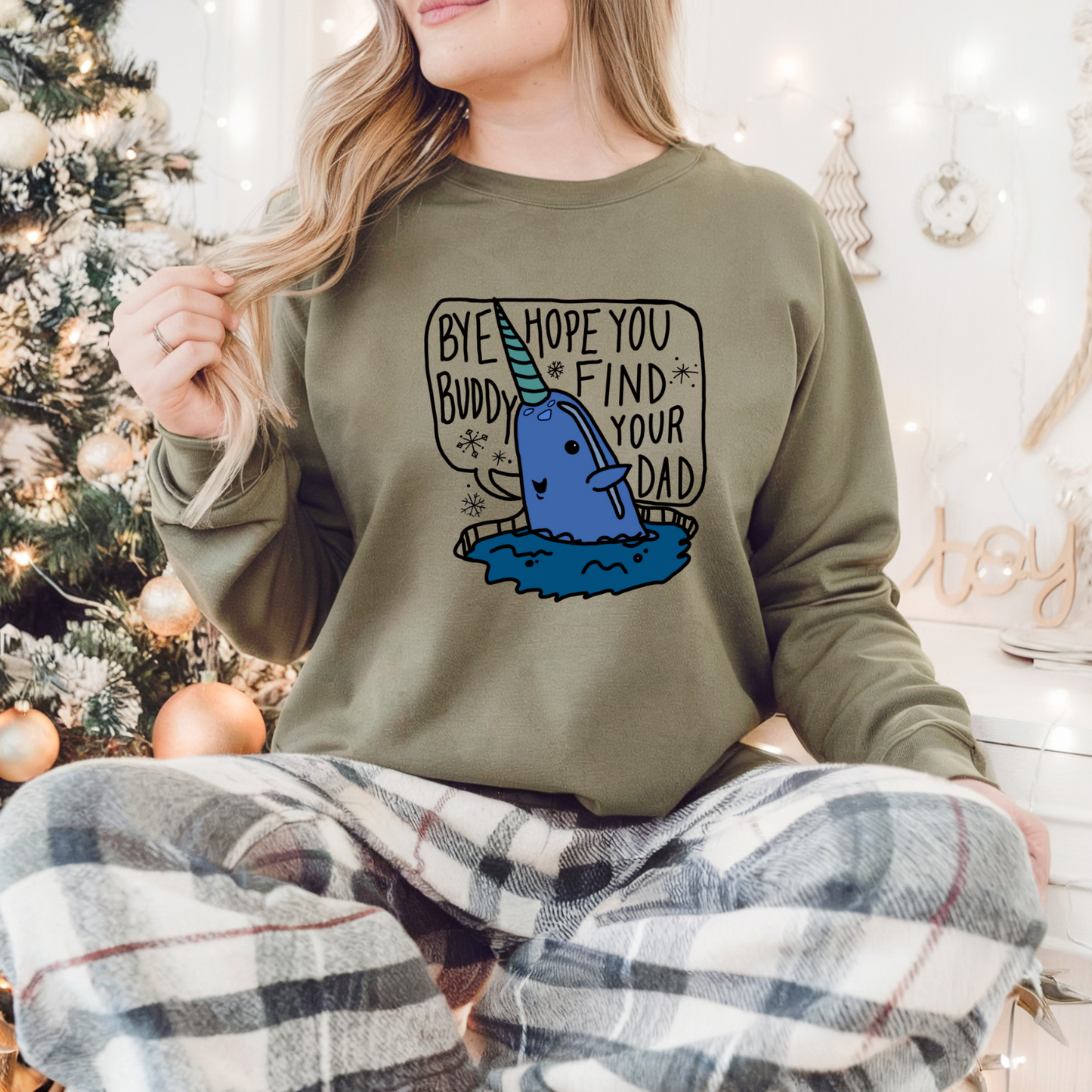 Bye Buddy Pullover Sweatshirt, Women's Holiday Crewneck