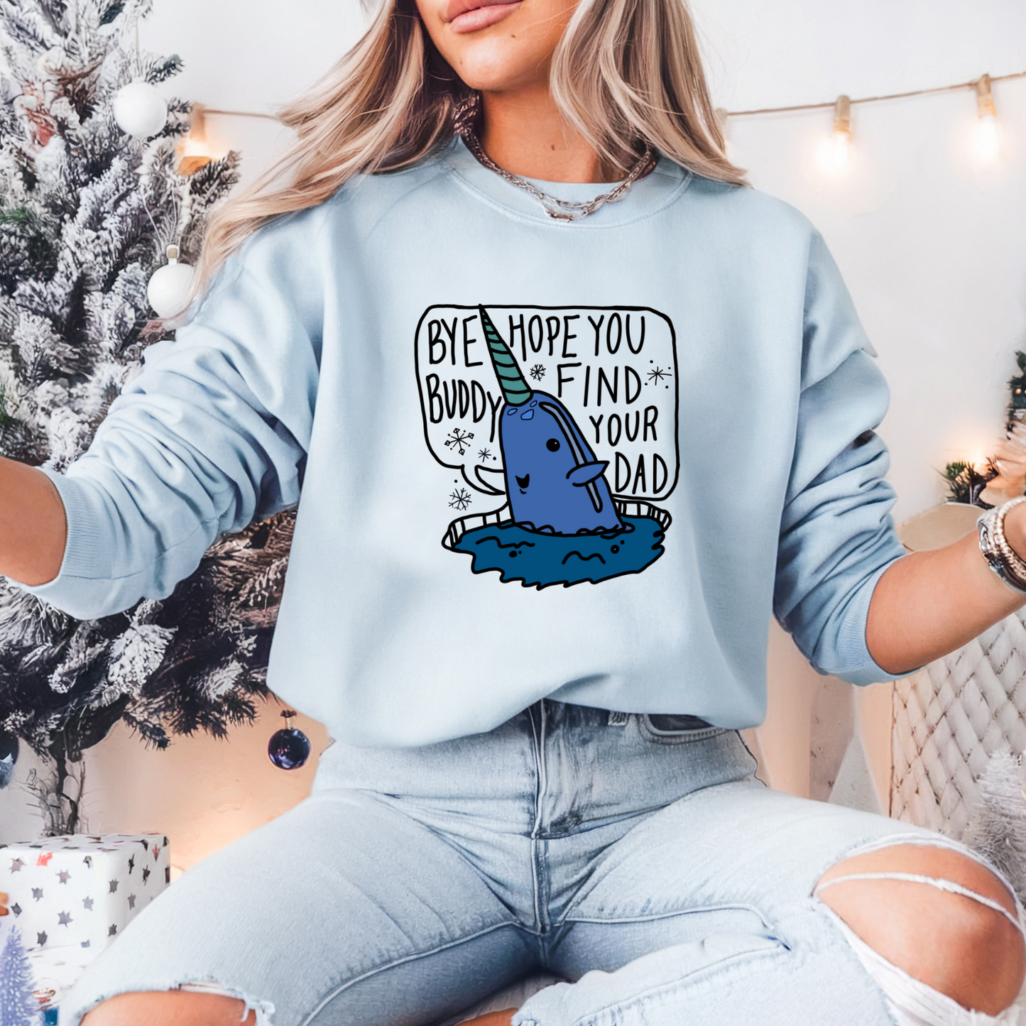Bye Buddy Pullover Sweatshirt, Women's Holiday Crewneck