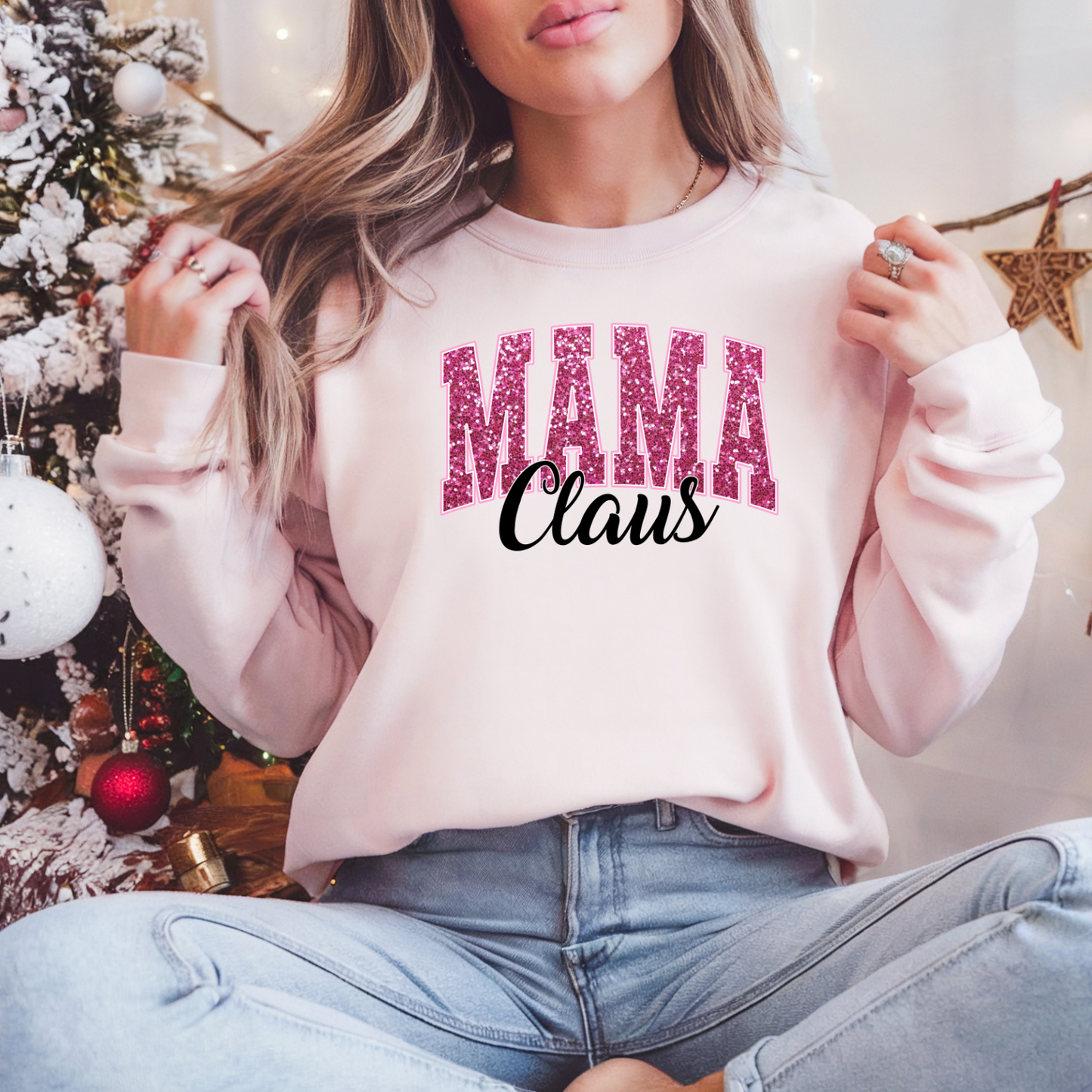 Mama Claus Pullover Sweatshirt, Women's Holiday Crewneck