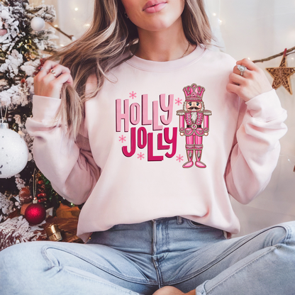 Holly Jolly Nutcracker Pullover Sweatshirt, Women's Holiday Crewneck