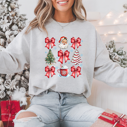 Coquette Christmas Tree Cake Pullover Sweatshirt, Women's Holiday Crewneck