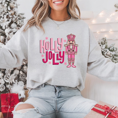 Holly Jolly Nutcracker Pullover Sweatshirt, Women's Holiday Crewneck