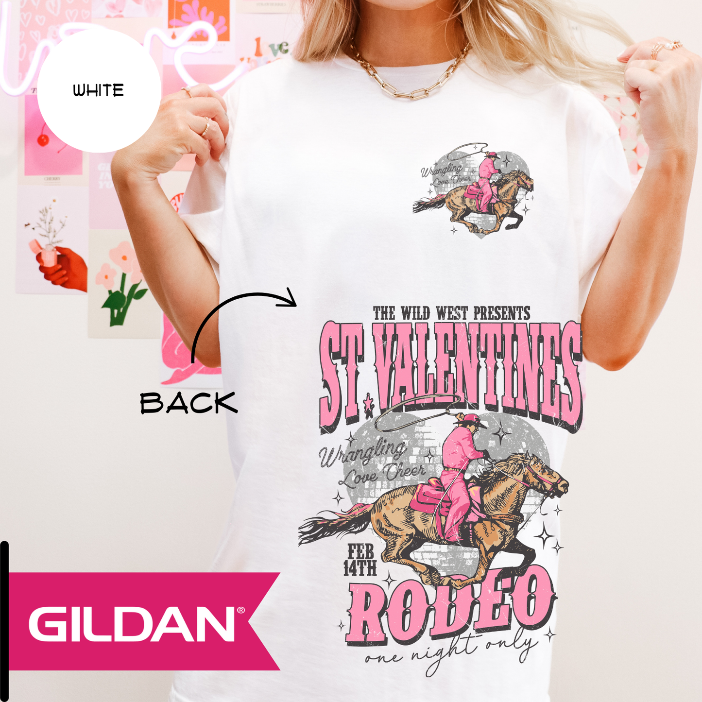 St. Valentines Rodeo Pink Graphic Top