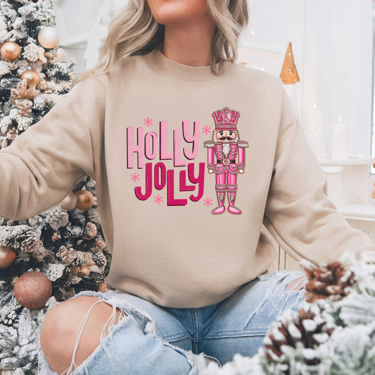 Holly Jolly Nutcracker Pullover Sweatshirt, Women's Holiday Crewneck