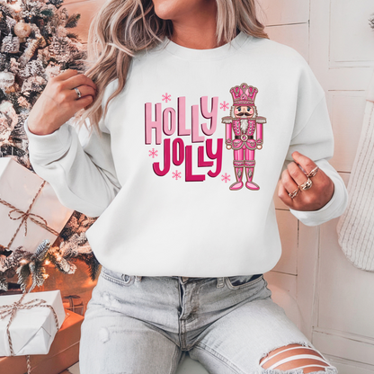 Holly Jolly Nutcracker Pullover Sweatshirt, Women's Holiday Crewneck