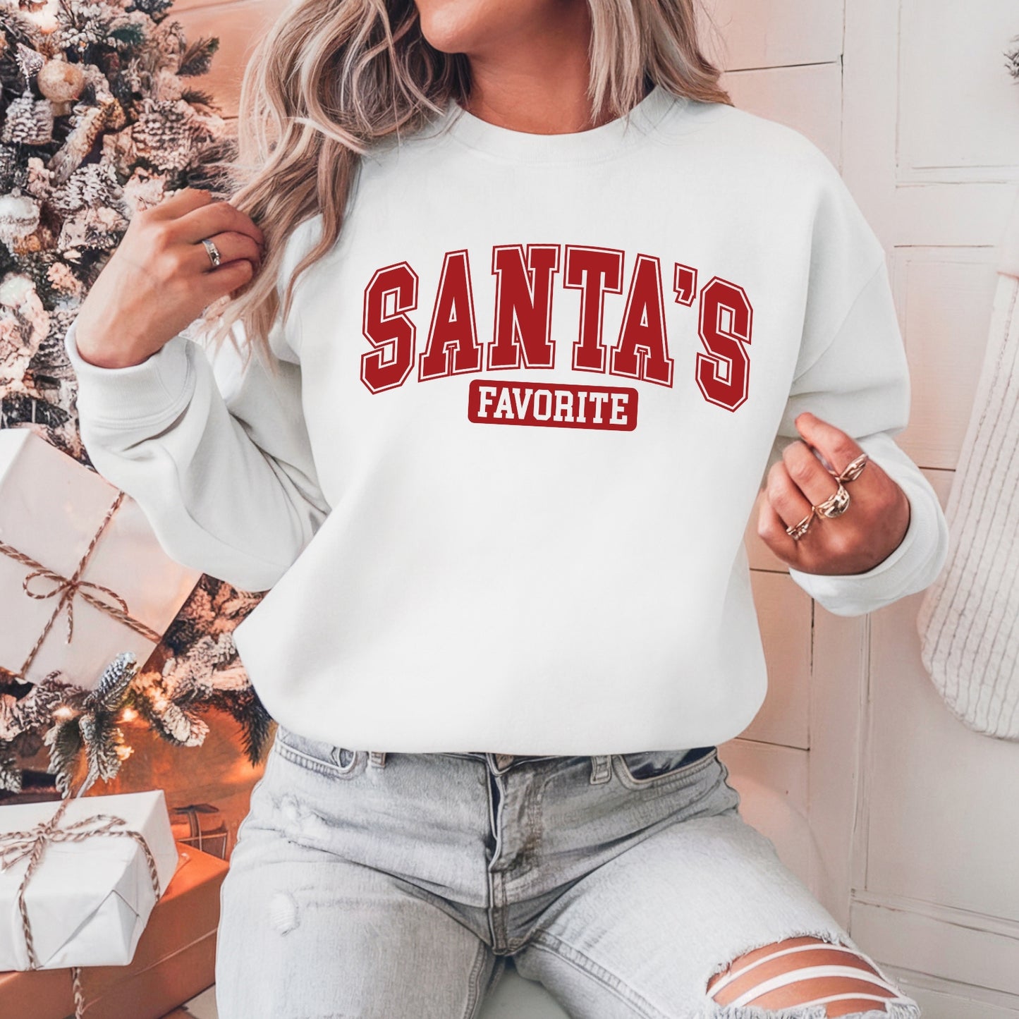 Santas Favorite Pullover Sweatshirt, Women's Holiday Crewneck