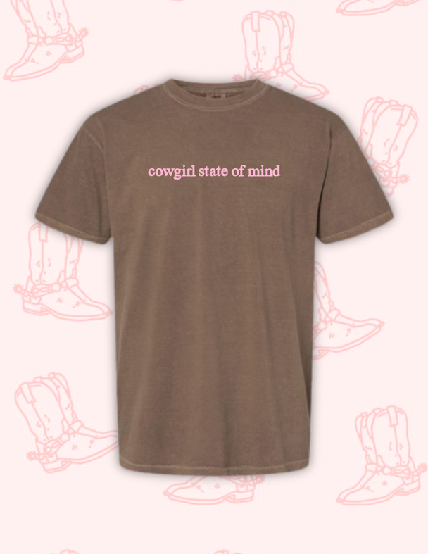 Cowgirl State of Mind Embroidered Comfort Colors Tee