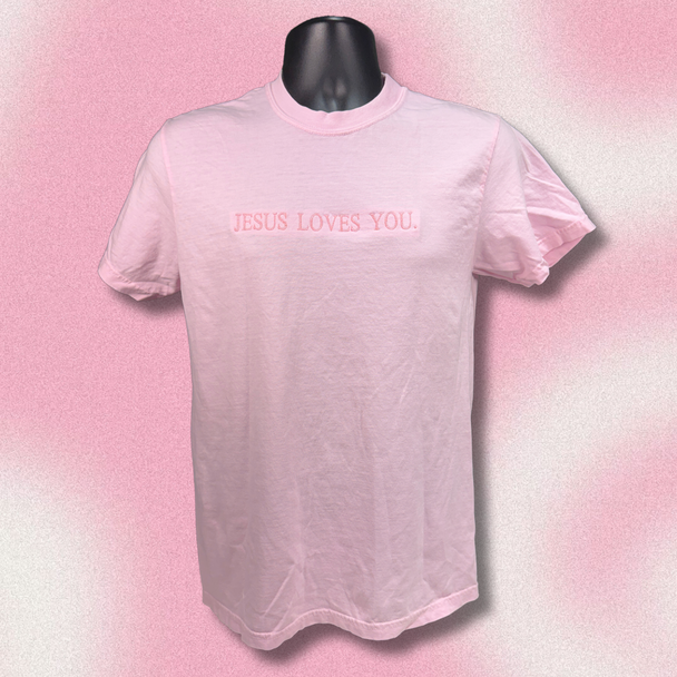 Jesus Loves You Embroidered Fait Base Comfort Colors Tee