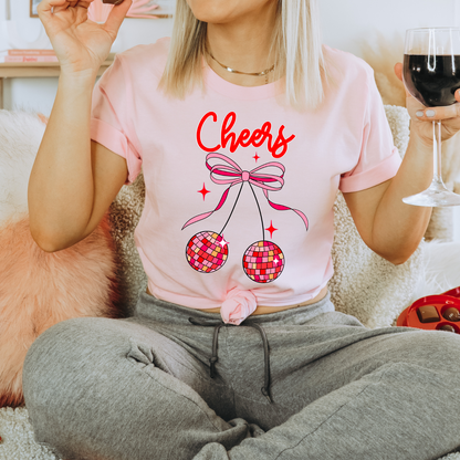 Cheers Bow Cherries Comfort Colors, Holiday Tshirt, Womens Tee