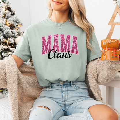 Mama Claus, Comfort Colors, Winter Holiday Tshirt, Womens Christmas Tee