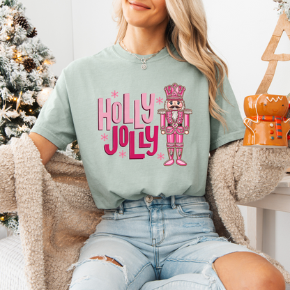 Holly Jolly Nutcracker, Comfort Colors, Winter Holiday Tshirt, Womens Christmas Tee