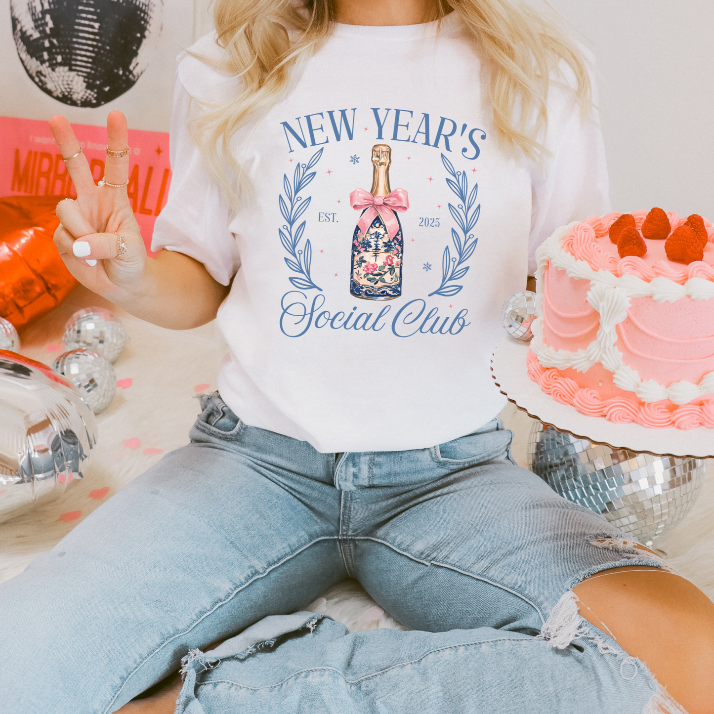 New Years Social Club Comfort Colors, Holiday Tshirt, Womens Tee