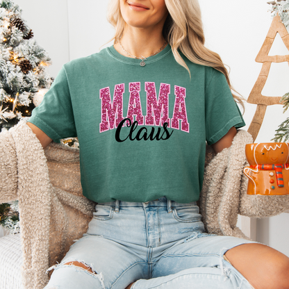 Mama Claus, Comfort Colors, Winter Holiday Tshirt, Womens Christmas Tee