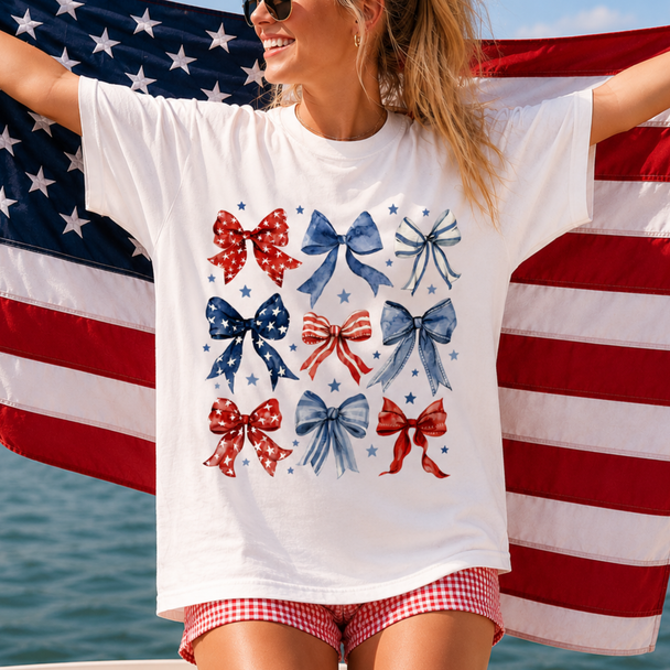 Bow Collage 4th Of July DTG Printed Comfort Colors Graphic T-Shirt