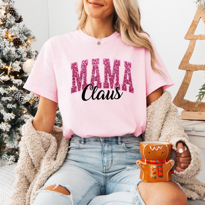 Mama Claus, Comfort Colors, Winter Holiday Tshirt, Womens Christmas Tee