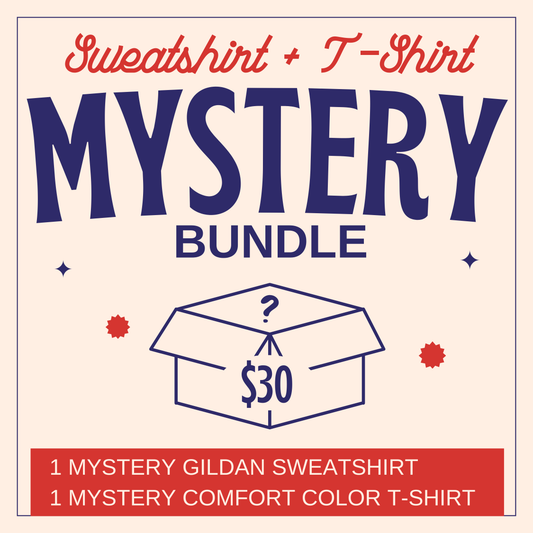 Mystery Comfort Color T-Shirt and Gildan Sweatshirt Bundle, Women's