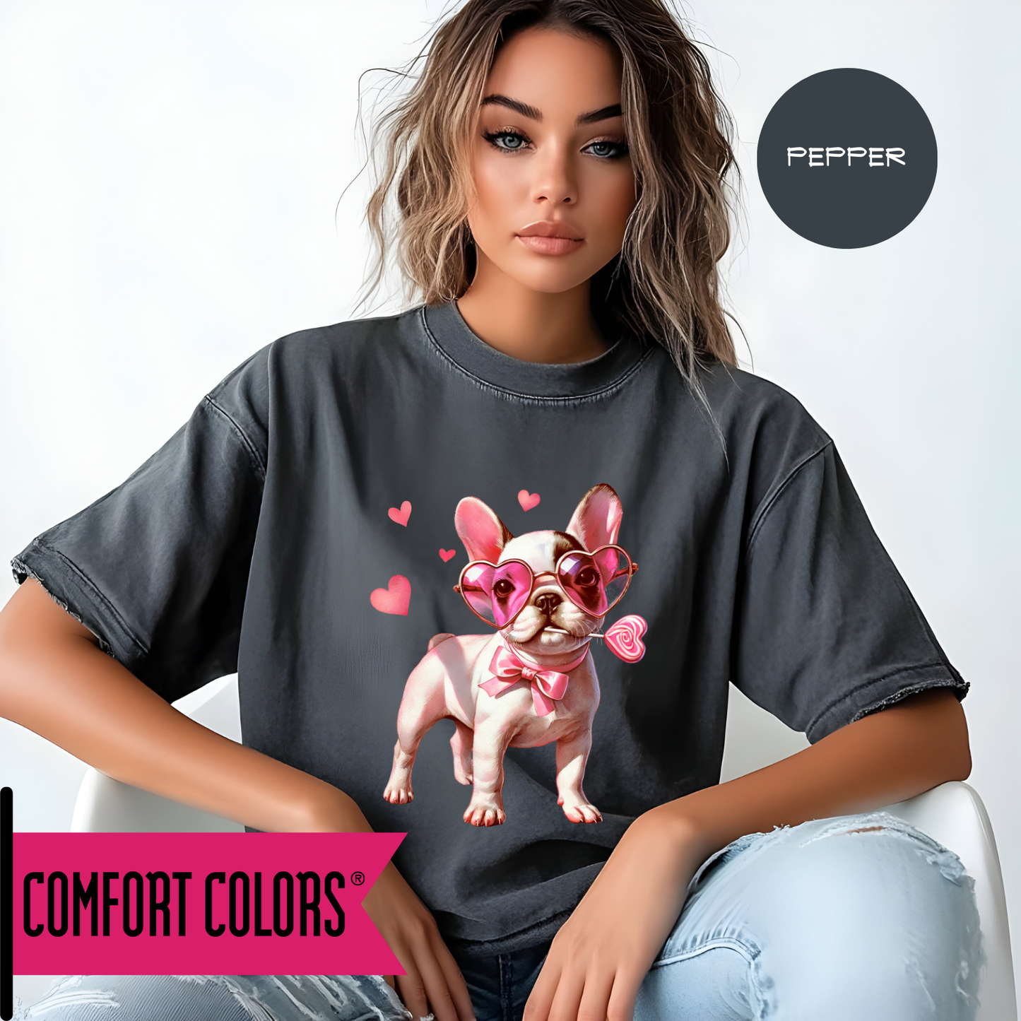 Valentines Frenchie Graphic Top