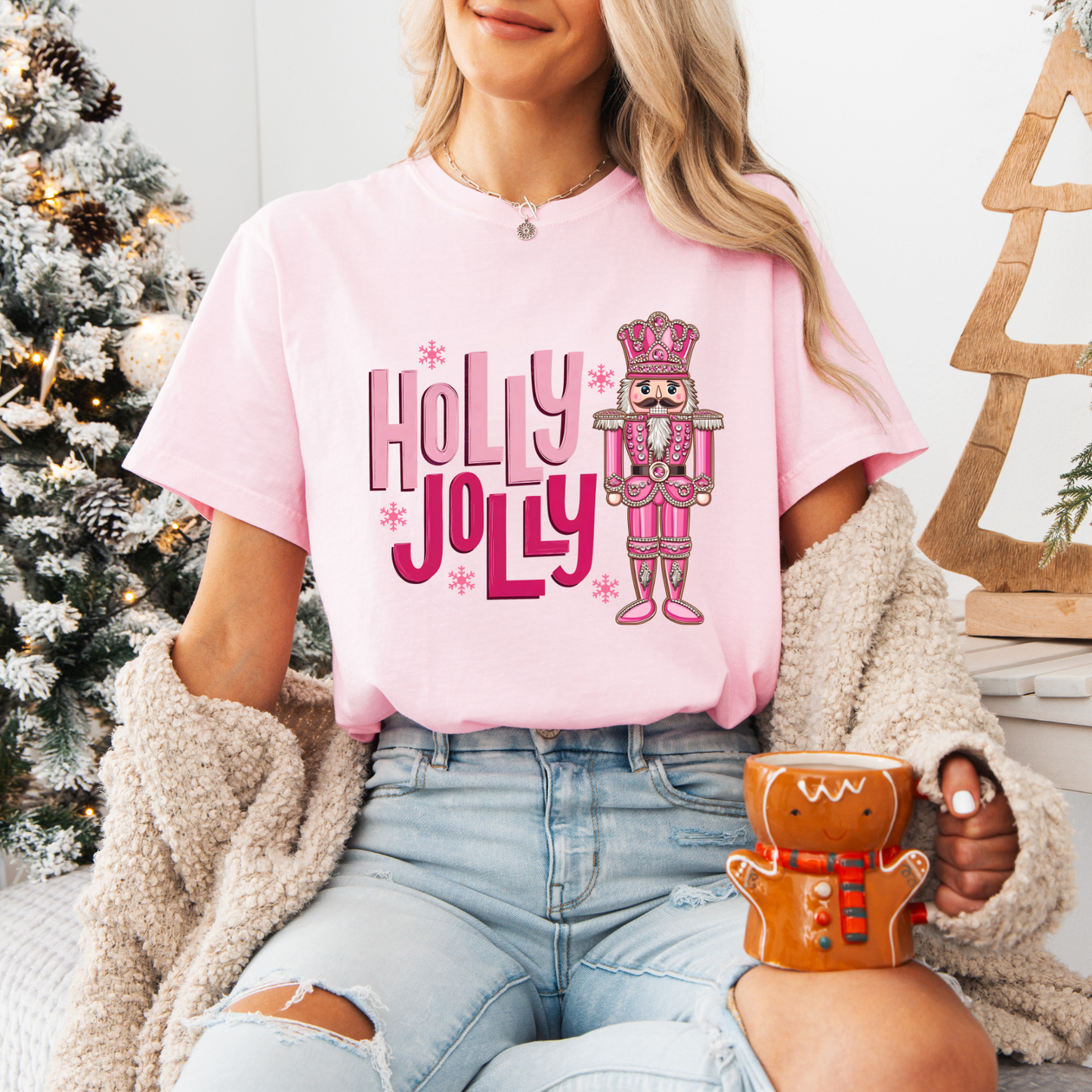 Holly Jolly Nutcracker, Comfort Colors, Winter Holiday Tshirt, Womens Christmas Tee