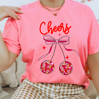 Cheers Bow Cherries Comfort Colors, Holiday Tshirt, Womens Tee