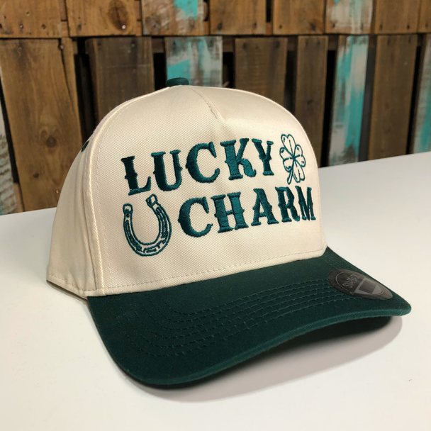 Lucky Charm – Clover & Horseshoe Trucker Cap Hat Embroidered Trucker Cap, St Patty's Day Trendy