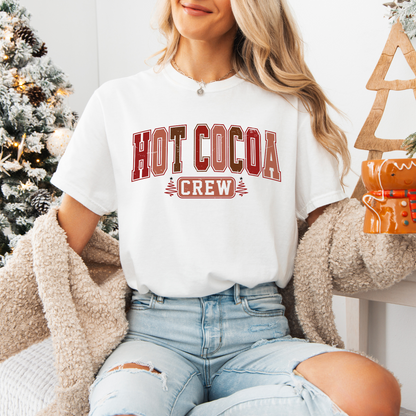 Hot Cocoa Crew, Comfort Colors, Winter Holiday Tshirt, Womens Christmas Tee