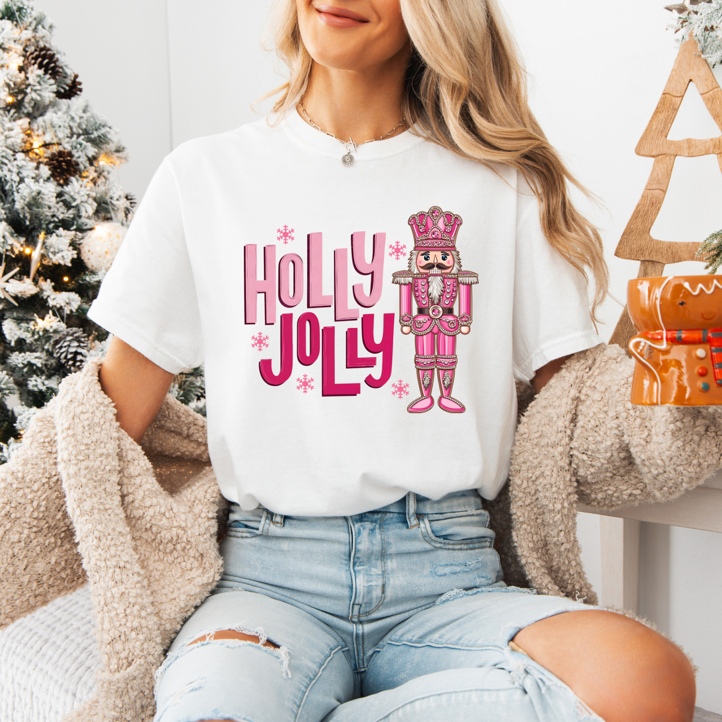 Holly Jolly Nutcracker, Comfort Colors, Winter Holiday Tshirt, Womens Christmas Tee