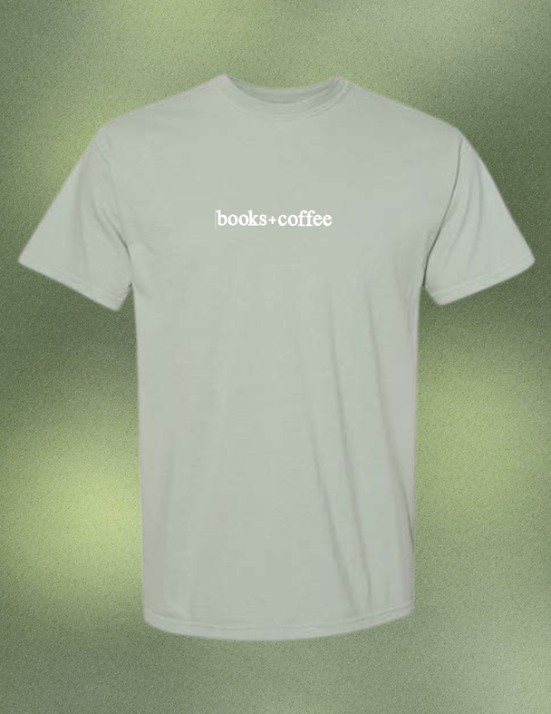 Books + Coffee Embroidered Comfort Colors Tee