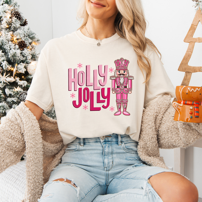 Holly Jolly Nutcracker, Comfort Colors, Winter Holiday Tshirt, Womens Christmas Tee