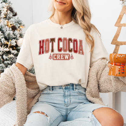 Hot Cocoa Crew, Comfort Colors, Winter Holiday Tshirt, Womens Christmas Tee