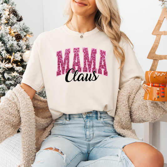 Mama Claus, Comfort Colors, Winter Holiday Tshirt, Womens Christmas Tee