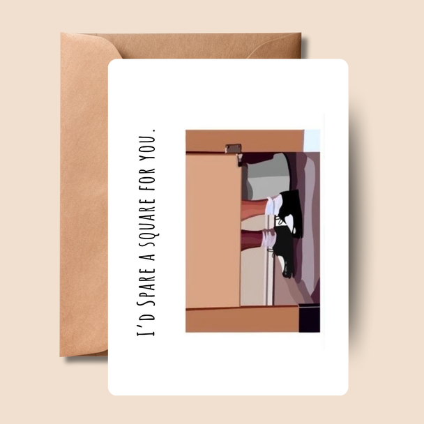 Funny Valentine Card I'd Spare A Square For You | Seinfeld Reference | 5x7 Greeting Card with Envelope | Pop Culture Card