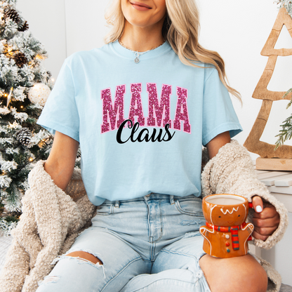 Mama Claus, Comfort Colors, Winter Holiday Tshirt, Womens Christmas Tee