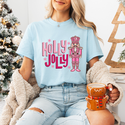 Holly Jolly Nutcracker, Comfort Colors, Winter Holiday Tshirt, Womens Christmas Tee