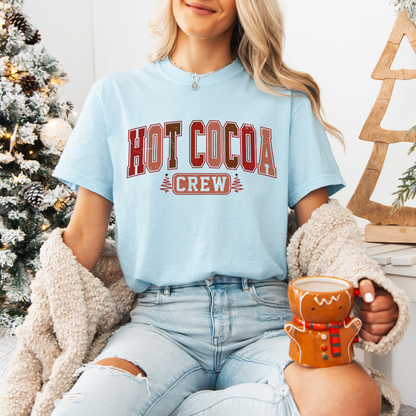 Hot Cocoa Crew, Comfort Colors, Winter Holiday Tshirt, Womens Christmas Tee