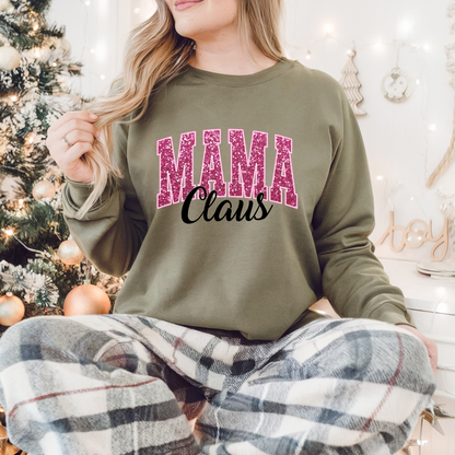 Mama Claus Pullover Sweatshirt, Women's Holiday Crewneck