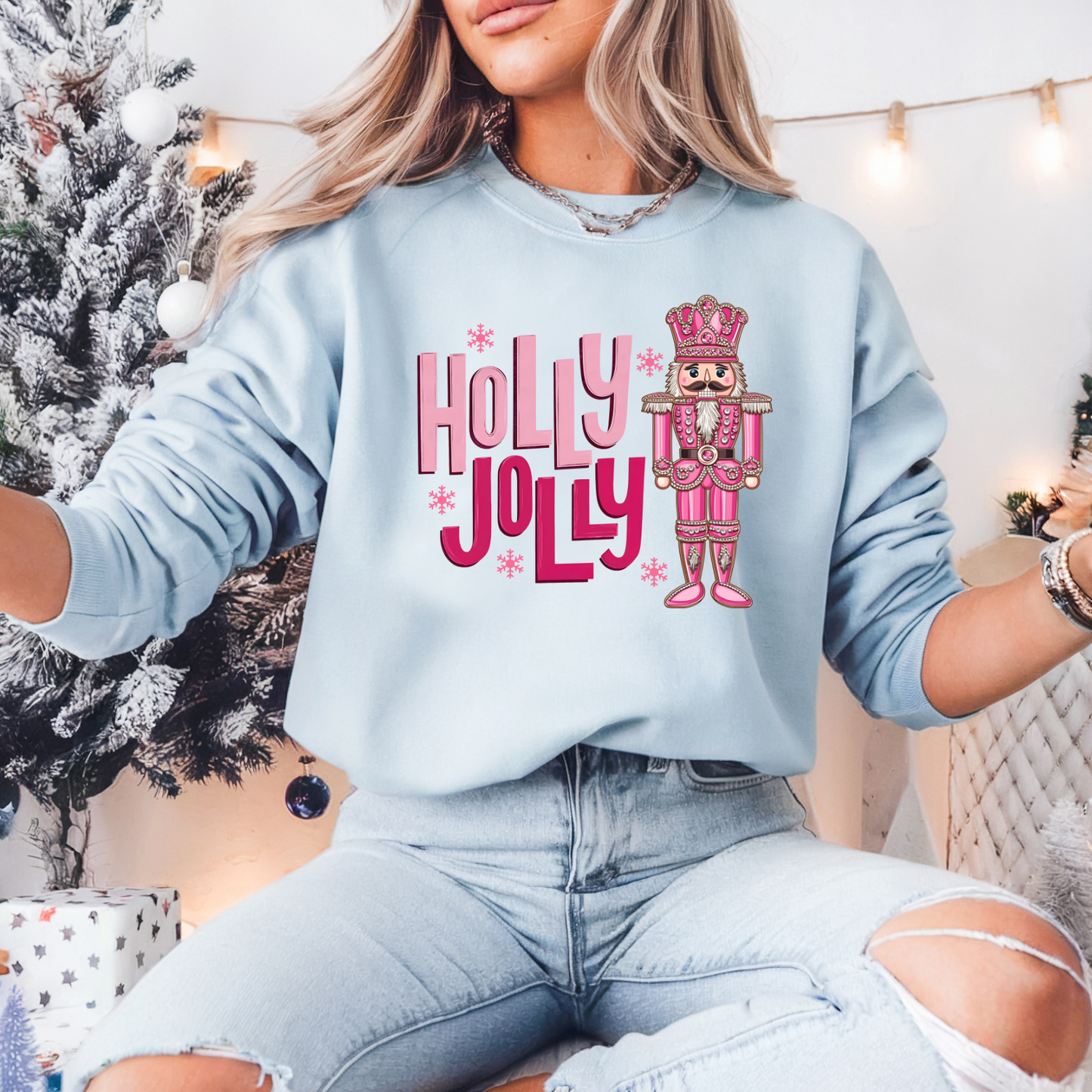 Holly Jolly Nutcracker Pullover Sweatshirt, Women's Holiday Crewneck