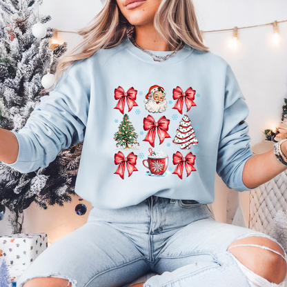 Coquette Christmas Tree Cake Pullover Sweatshirt, Women's Holiday Crewneck