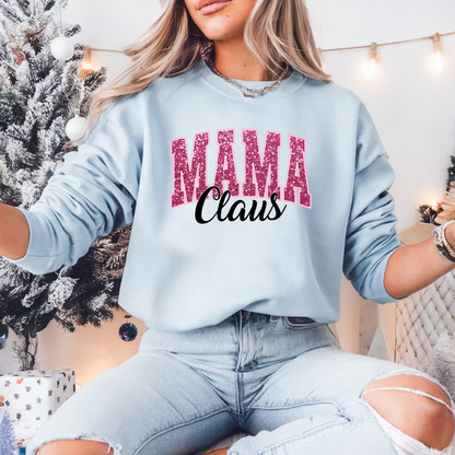 Mama Claus Pullover Sweatshirt, Women's Holiday Crewneck