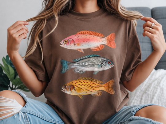 Vintage Fish Trio DTG Printed Comfort Colors Tee