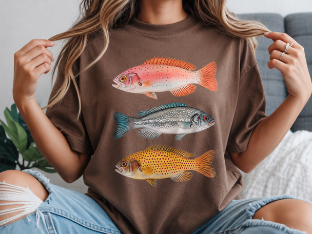 Vintage Fish Trio DTG Printed Comfort Colors Tee
