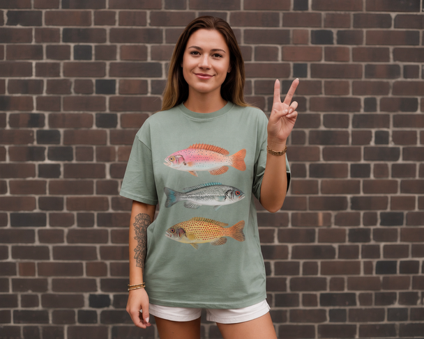Vintage Fish Trio DTG Printed Comfort Colors Tee