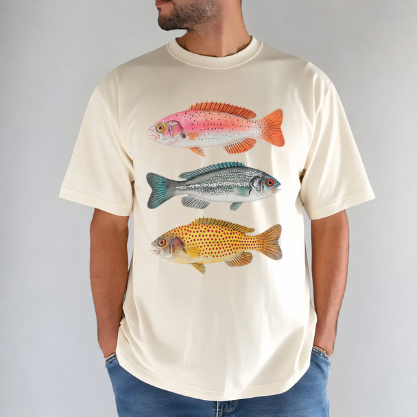 Vintage Fish Trio DTG Printed Comfort Colors Tee