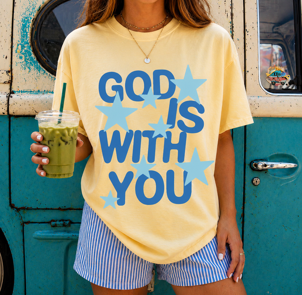 God Is With You DTG Printed Comfort Colors Graphic T-Shirt