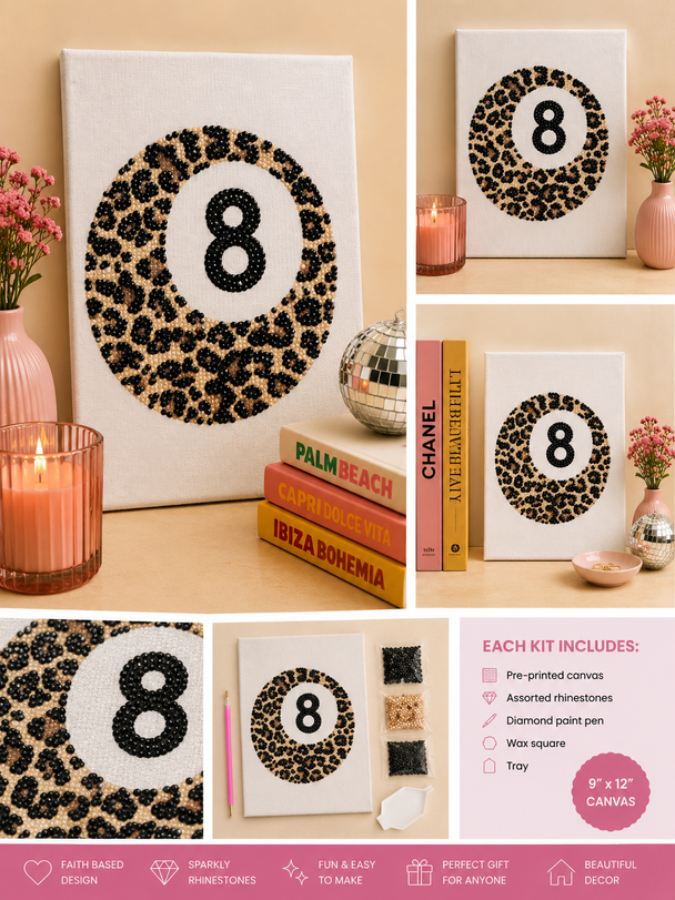 Cheetah 8 Ball 9x12 Bedazzle Kit